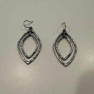 Lucky Brand Silver-Tone Nested Oval Drop Earrings